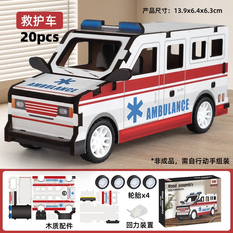 3D Three-Dimensional Puzzle Children'S Parent-Child Toy Car Handmade Puzzle Wooden Model Gift Assembly Interaction - Image 1